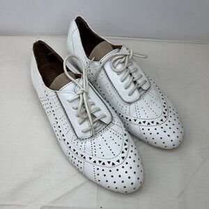 Jeffrey Campbell Miller perforated Leather lace oxfords‎ loafers White Size Sz 8